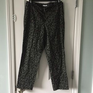 J.Jill 6P Black/White Floral vine print pants